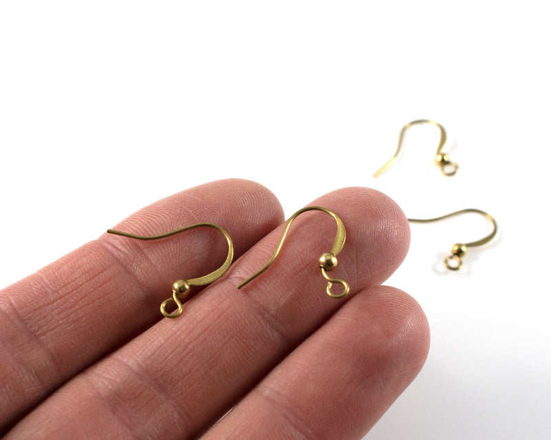 10 pairs x Plain Raw Brass Ear Wire, 17mm Earring Hooks (С0375)