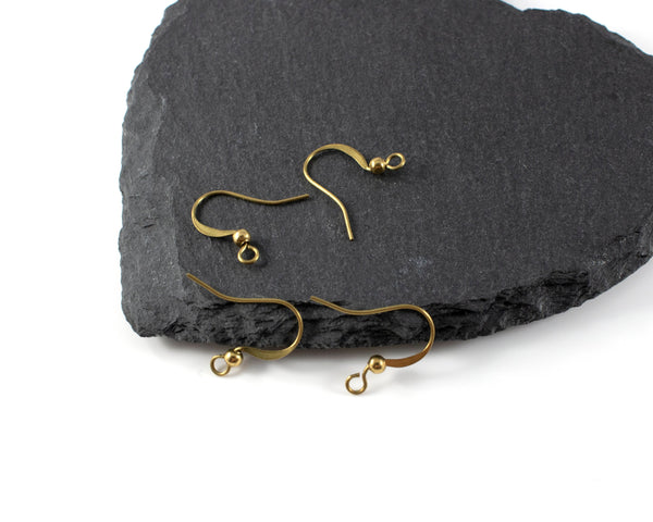 10 pairs x Plain Raw Brass Ear Wire, 17mm Earring Hooks (С0375)