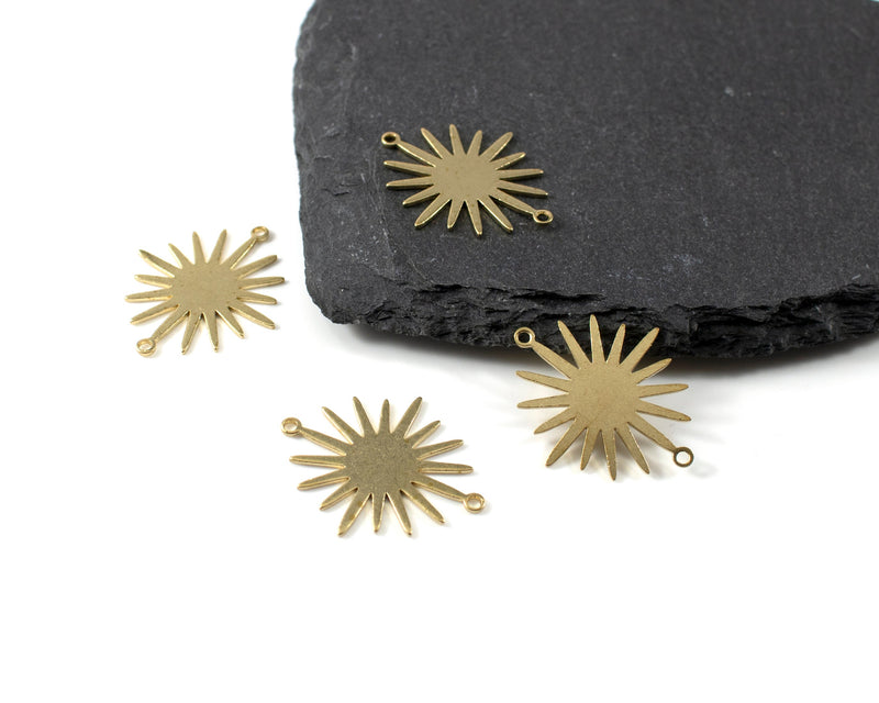 6 x Raw Brass Sun Links, 27x22mm (C0062)