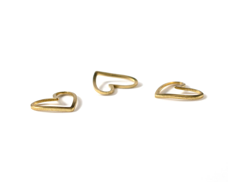 20 x Raw Brass Irregular Tiny Heart Charms, 7x9mm (C0683)