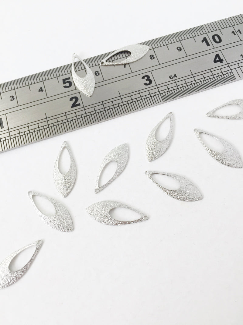 10 x Textured Platinum Plated Spiky Drop Pendants, 19x7.5mm (1157)