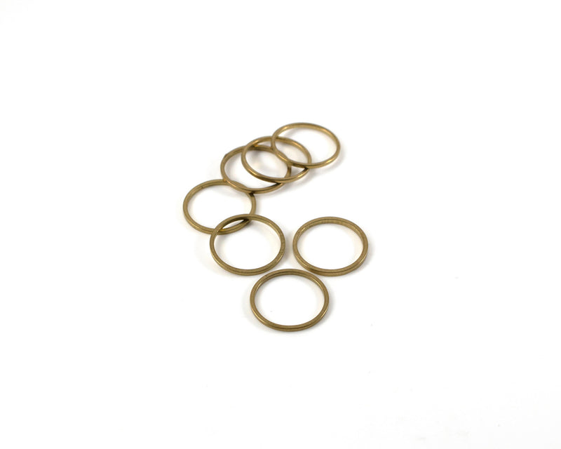 12 x Raw Brass Open Round Connectors, 15mm (C0158)