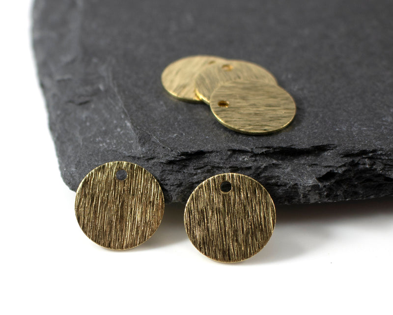 20 x Raw Brass Textured Disc Charms, 12mm (C0171)