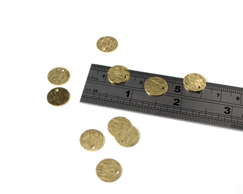 20 x Raw Brass Textured Disc Charms, 12mm (C0171)