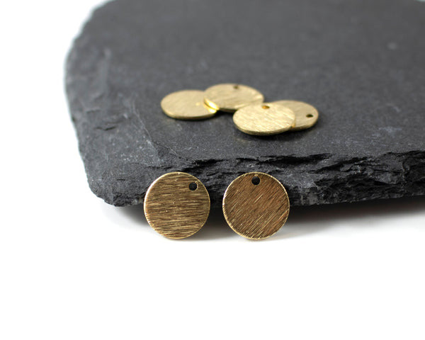 20 x Textured Raw Brass Disc Charms, 10x0.8mm (C0172)