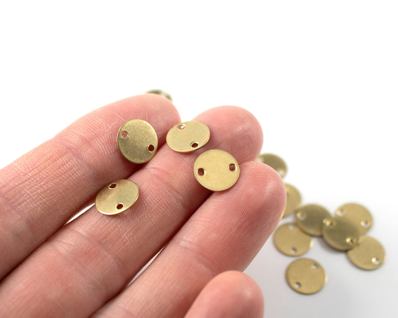 10 x Raw Brass Flat Disc Links, 10mm (C0077)