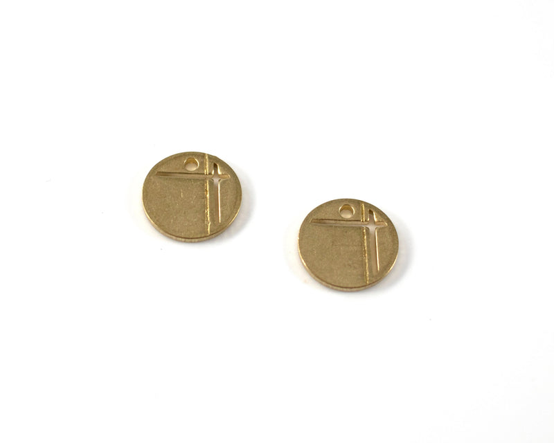 8 x Raw Brass Cut Out Coin Charms, 12x10mm (C0261)