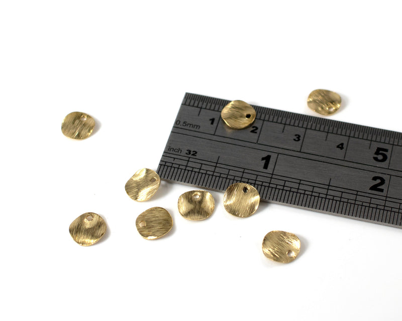 20 x Raw Brass Wavy Coin Charms, 8mm (C0170)