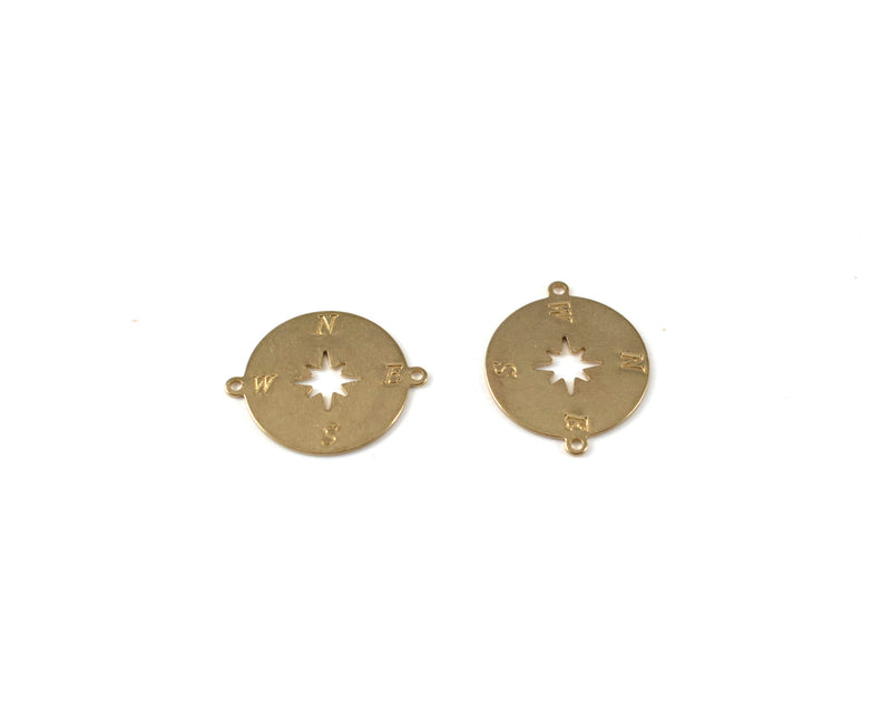 6 x Raw Brass Cut-out Northern Star Connectors, 19x15mm Round North Star Links (C0288)