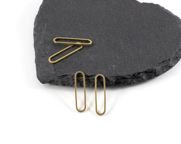 20 x Raw Brass Long Open Oval Geometric Connectors, 26x6mm (C0151)