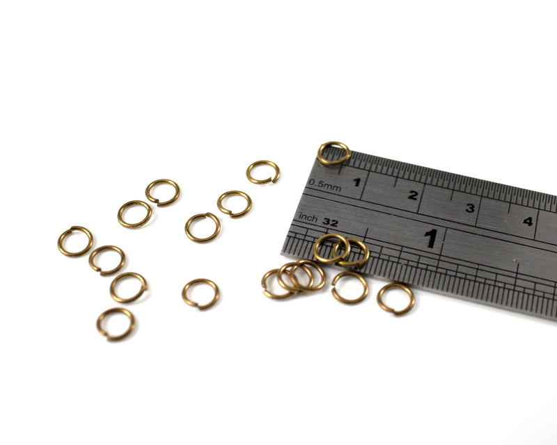 100 x Raw Brass Open Round Jump Rings, 6x0.8mm (C0079)