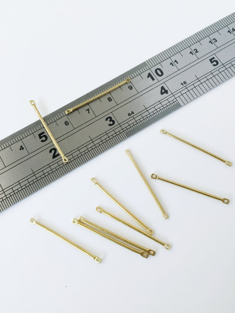 20 x Raw Brass Bar Connectors, 30x1.1mm Stick Links (C0003)