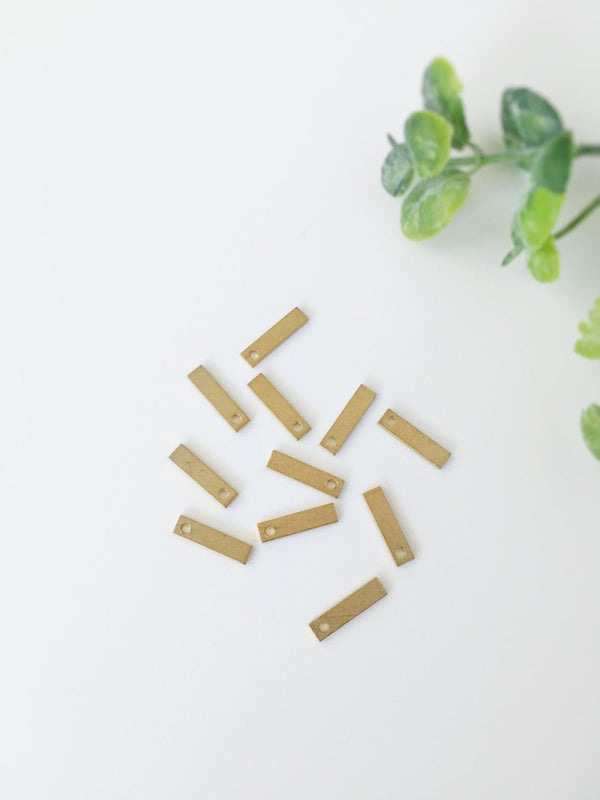 20 x Raw Brass Flat Bar Charms, 12x3mm (C0010)