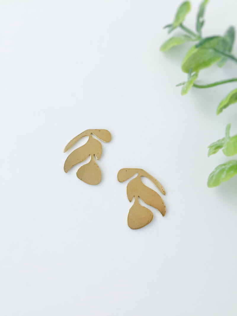 4 x Raw Brass Leaf Charm Blanks without Hole, 21x17mm (C0048)