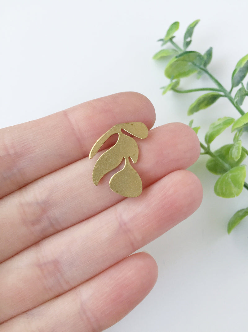 4 x Raw Brass Leaf Charm Blanks without Hole, 21x17mm (C0048)