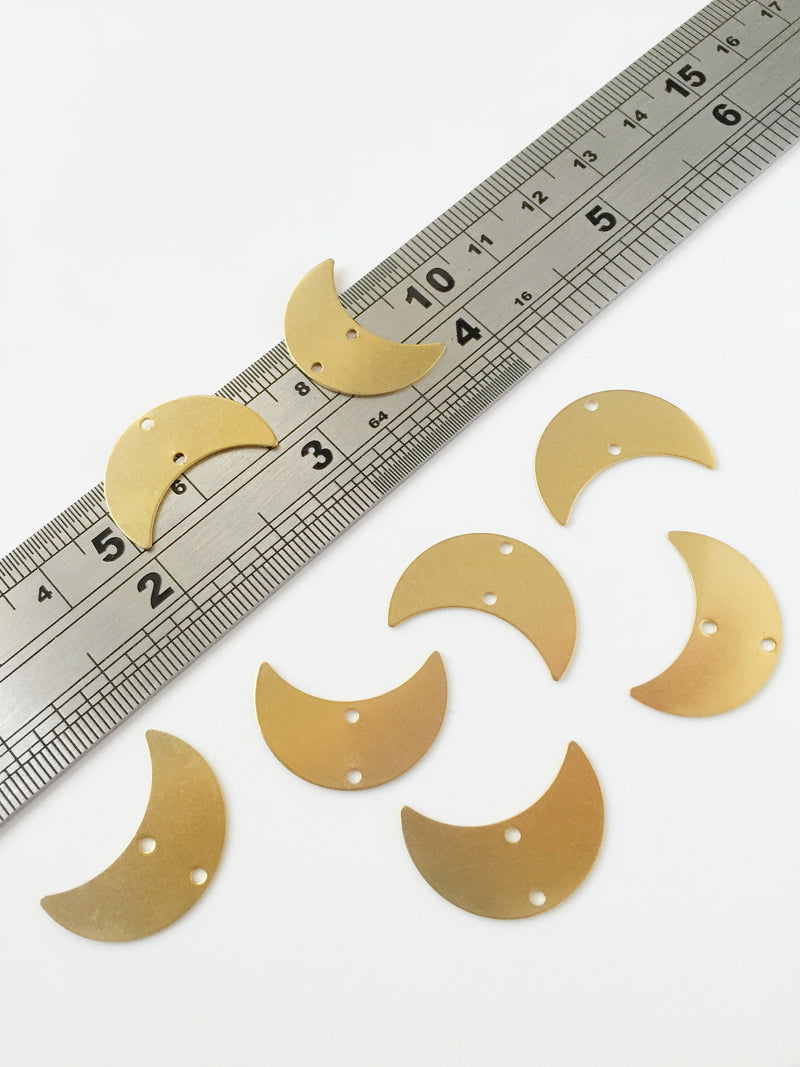 6 x Raw Brass Crescent Moon Connectors, 22x15.5mm (C0254)