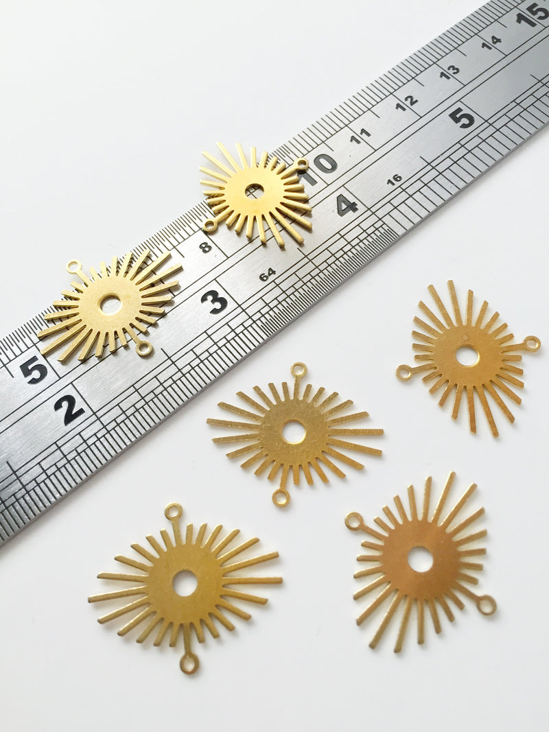 6 x Smooth Unplated Brass Sun Links, 24x21mm (C0244)