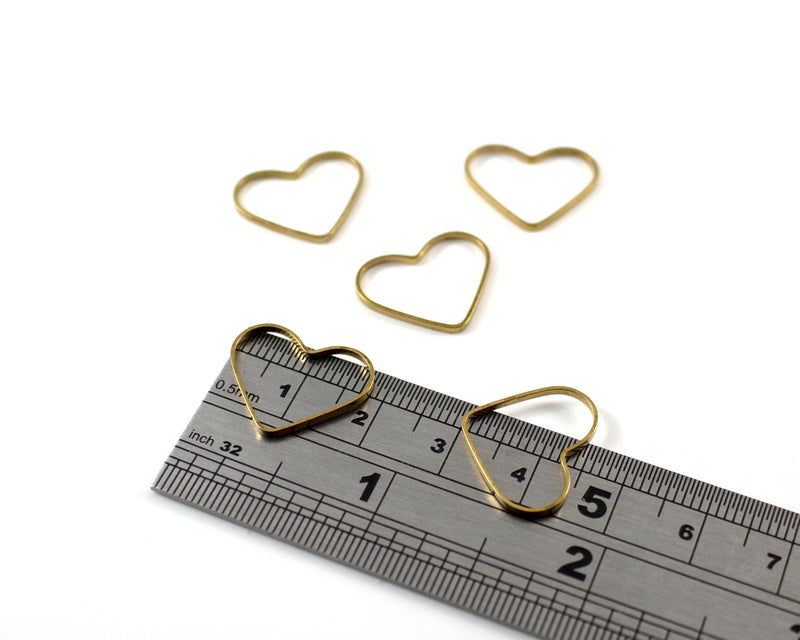 20 x Raw Brass Open Heart Connectors, 18x15mm (C0363)