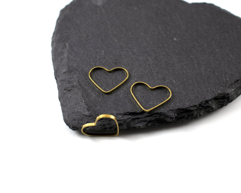 20 x Raw Brass Open Heart Connectors, 18x15mm (C0363)