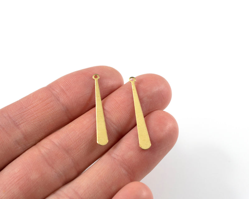 20 x Raw Brass Long Teardrop Pendants, 30x4mm (C0021)