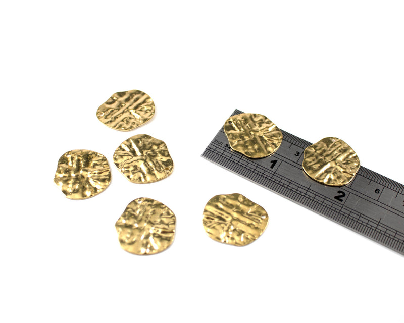 4 x Raw Brass Irregular Wavy Pendants, 21x19mm Abstract Charms (C0080)