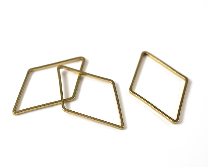 10 x Raw Brass Open Rhombus Connectors, 33x20mm (C0110)