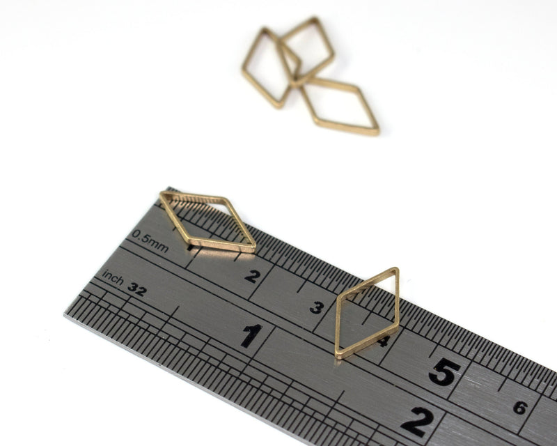 30 x Raw Brass Open Rhombus Connectors, 16x9xmm (C0365)