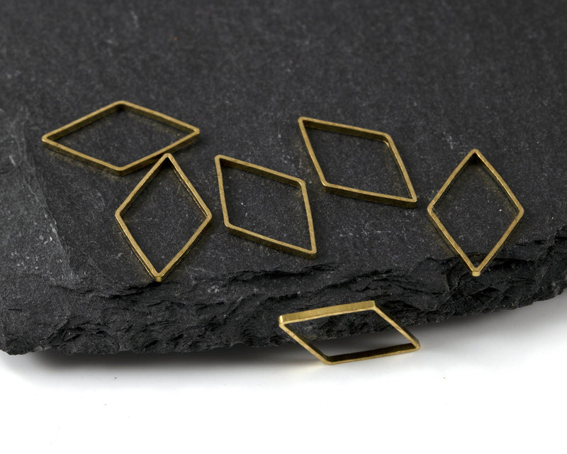 30 x Raw Brass Open Rhombus Connectors, 16x9x1mm (C0368)