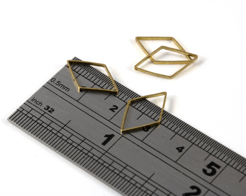 30 x Raw Brass Open Rhombus Connectors, 16x9x1mm (C0368)