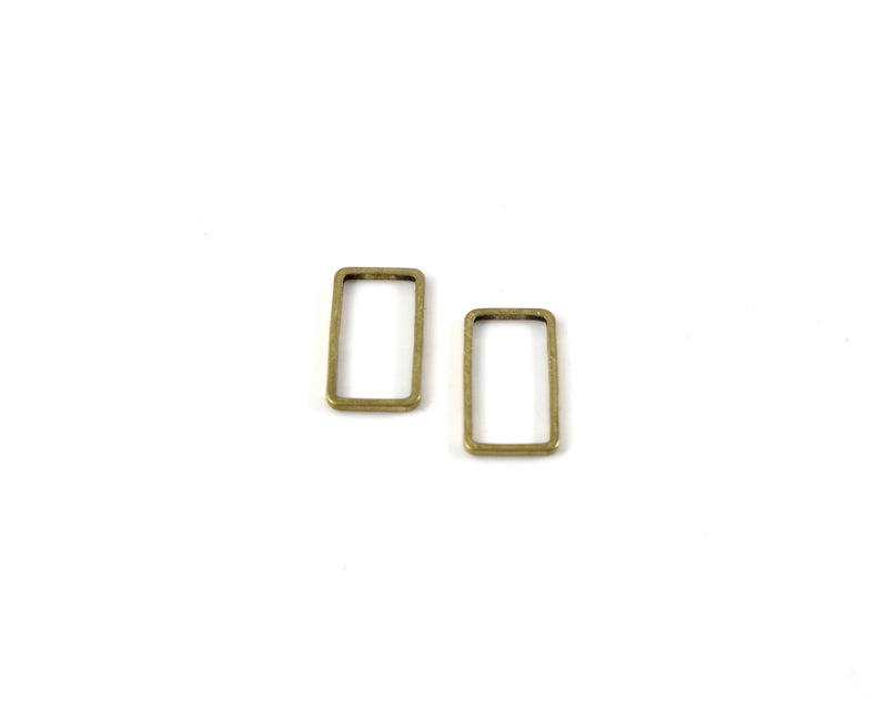 8 x Raw Brass Open Rectangle Connectors, 16x9mm (C0154)