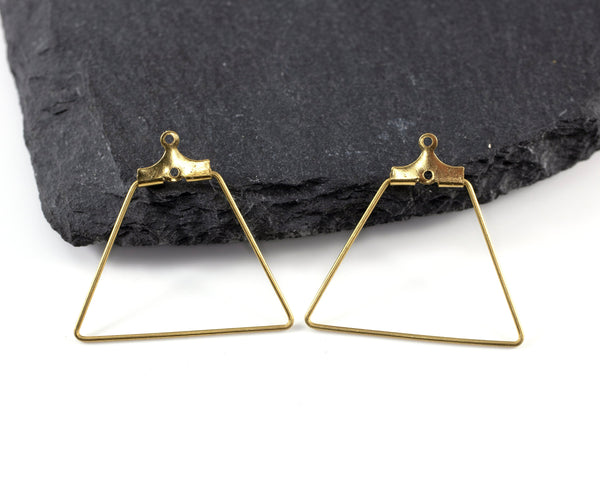 4 x Raw Brass Open Trapezoid Beadable Pendants, 27x26mm (C0437)