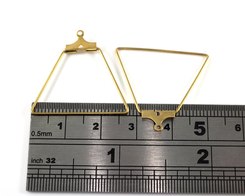 4 x Raw Brass Open Trapezoid Beadable Pendants, 27x26mm (C0437)