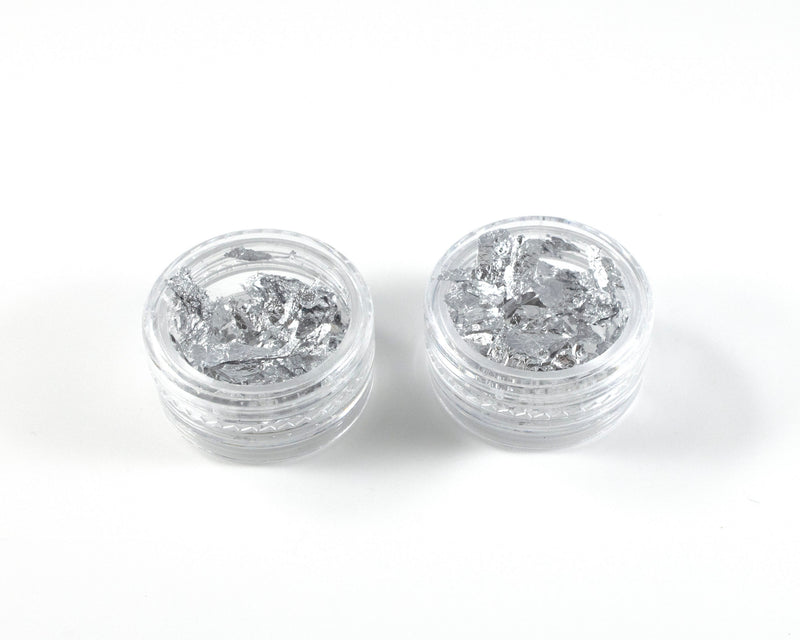 3 x Silver Foil Flakes Tubs For Polymer Clay Earring Making, 4g