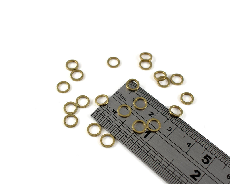 50 x Raw Brass Round Flat Rings, 6mm (C0085)