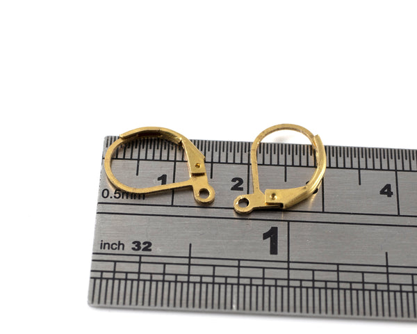 1 pair x Raw Brass Leverback Earring Clasps, 16x10mm (C0427)