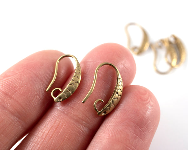 1 pair x Raw Brass Ear Fish Hooks 18mm (C0431)