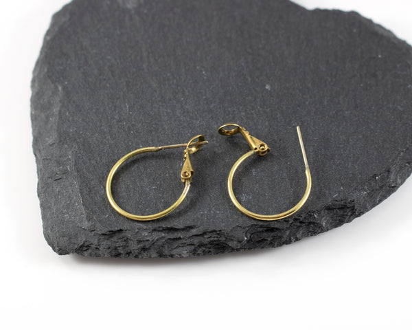 3 Pairs x Raw Brass Earring Hoops with Clasp, 26x20mm (C0374)