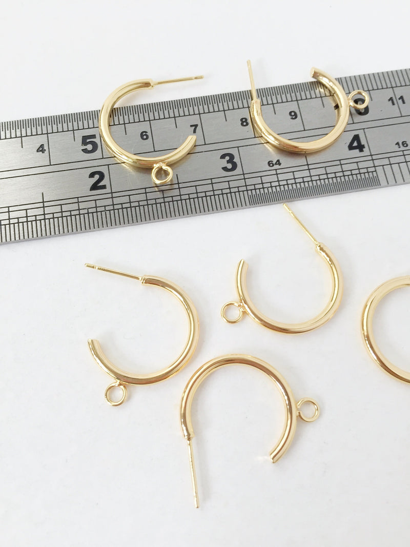 1 pair x 18K Gold Plated Hoop Earring Studs, 20mm (1467)