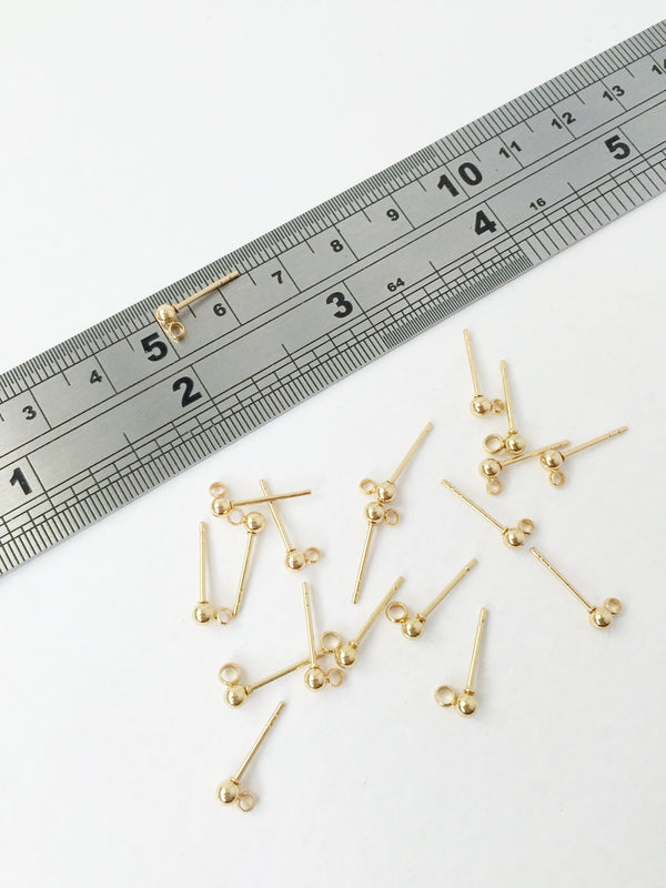 3 pairs x Gold Stainless Steel Ball Earring Studs, 3x11m (1470)