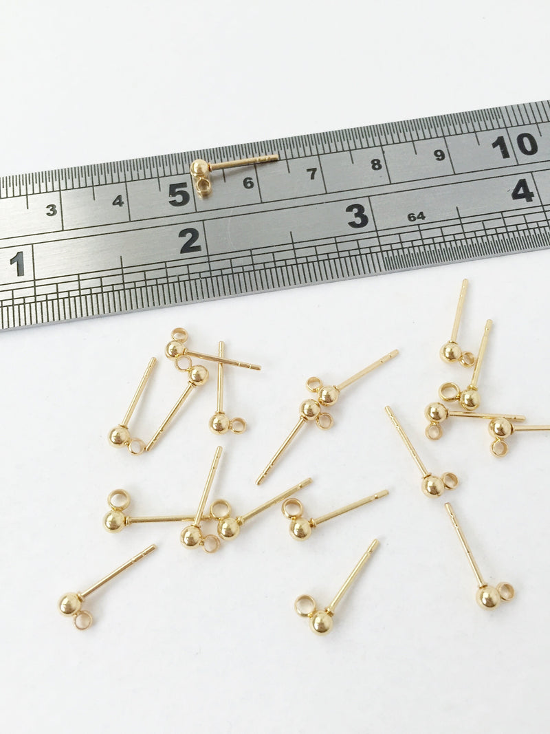 3 pairs x Gold Stainless Steel Ball Earring Studs, 3x11m (1470)