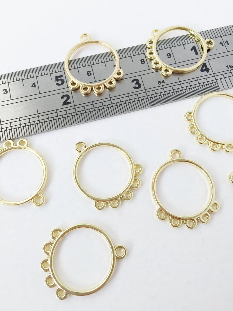 4 x Gold Plated Multiloop Hoop Connectors, 26x20mm (1475)