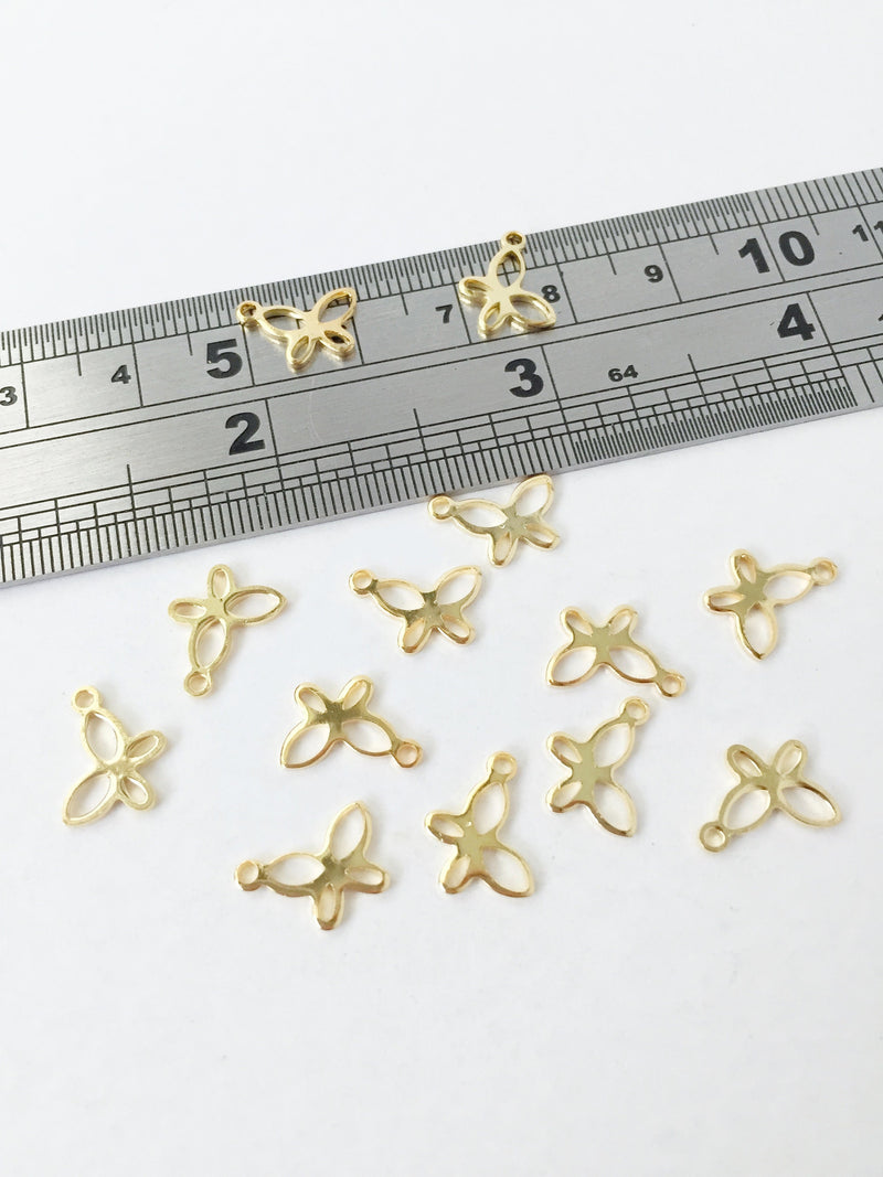 10 x Gold Plated Butterfly Charms, 11x8mm (1477)