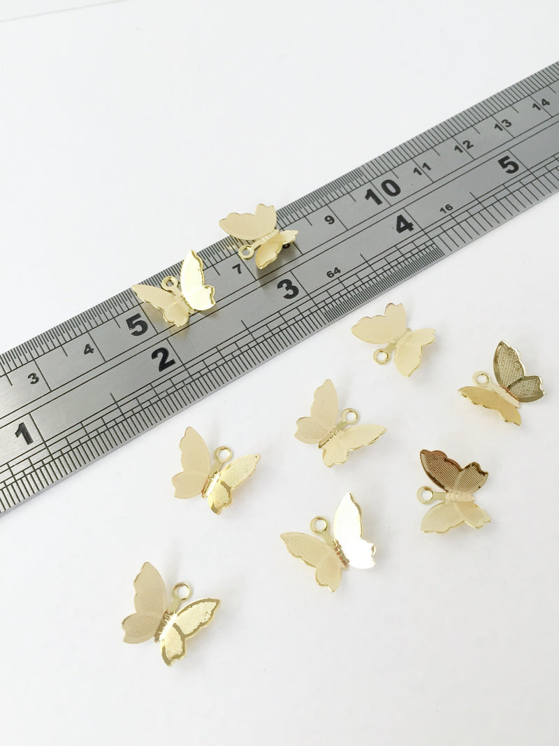 4 x 18K Gold Plated 3D Butterfly Charms, 11x13mm (1378)