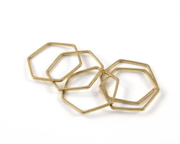 8 x Raw Brass Hexagon Connectors, 20x18mm (C0381)