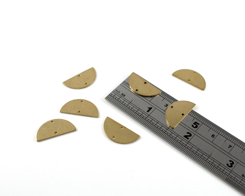 6 x Raw Brass Semicircle Jewellery Connectors, 21x10mm (C0135)