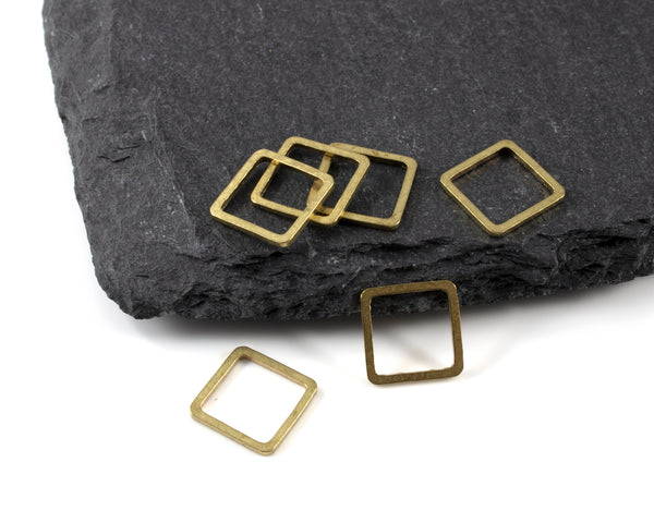 18 x Raw Brass 10mm Square Connectors, 10mm (C0272)