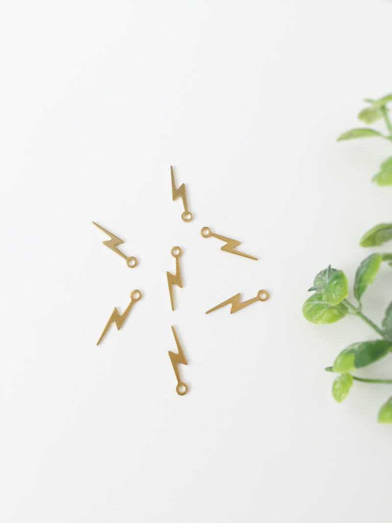 10 x Raw Brass Lightning Bolt Charms, 20x4.5mm (C0148)