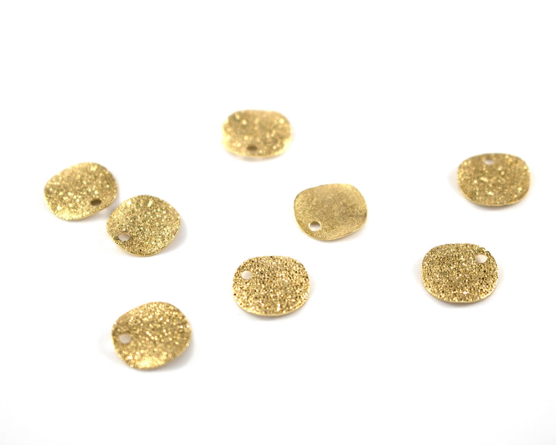 10 x Raw Brass Shimmering Wavy Coin Textured Charms, 10mm (C0167)