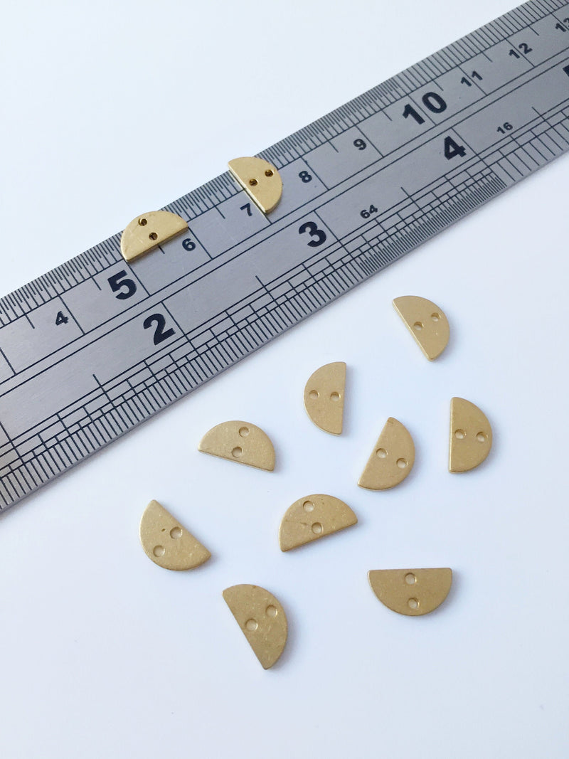 10 x Solid Raw Brass Tiny Semi-Circle Connectors, 10x5.4mm (C0200)