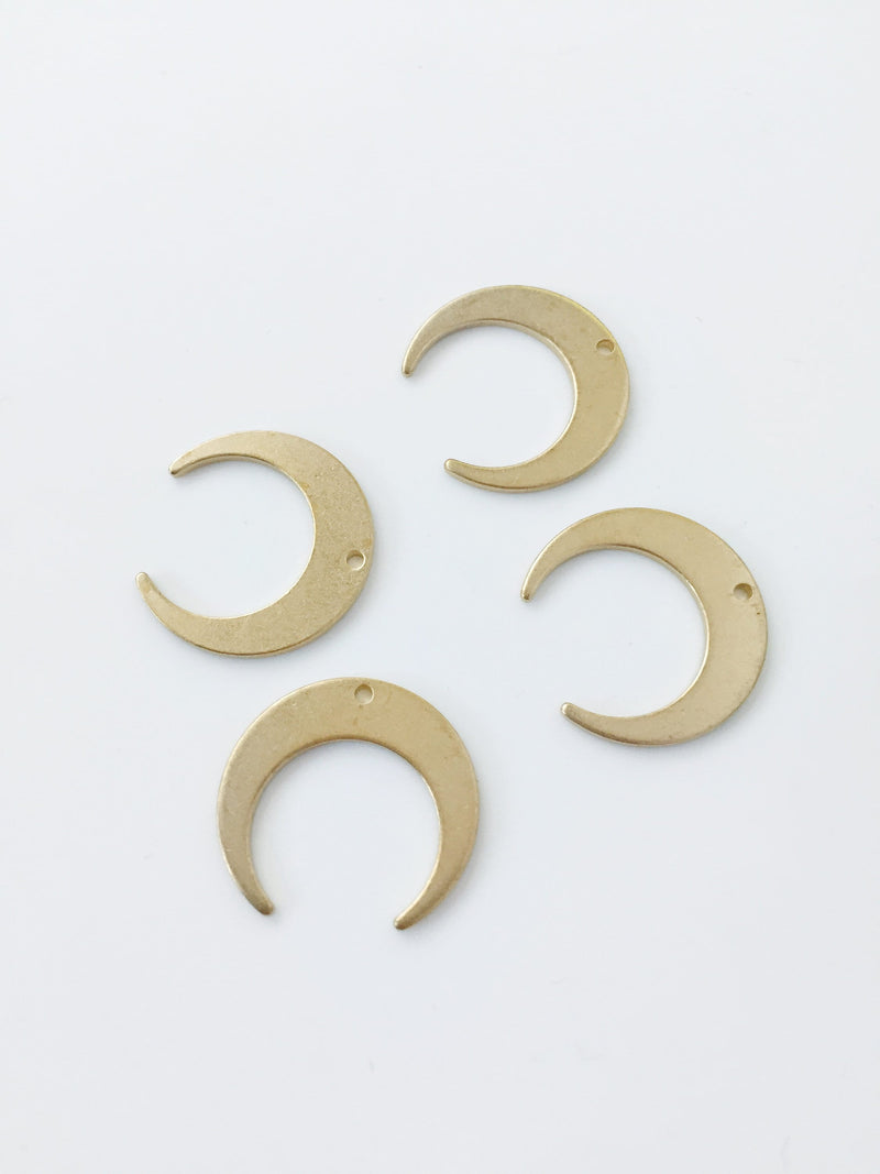 10 x Raw Brass Crescent Moon Charms, 18x17mm (C0053)